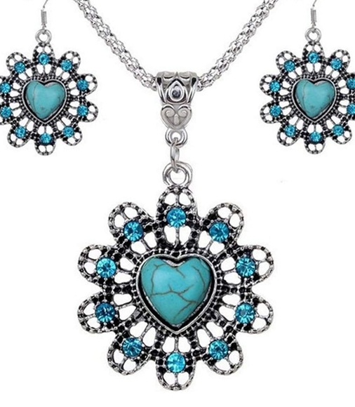 Bohemian vintage faux turquoise set - Picture 3 of 9